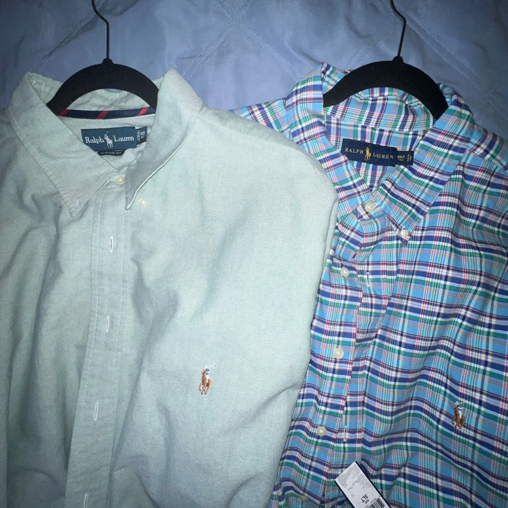 Ralph Lauren men’s button down 3xlb denim & 3xlt plaid 2 for 1